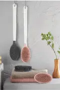 برس دو طرفه دوش و ماساژ سیلیکونی - برس تمیزکننده بدن با دسته