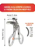 فرچه مژه فرکننده با دهانه عریض و قیچی مژه فرکننده با 6 عدد سیلیکونی یدک