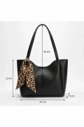 کیف شانه‌ای زنانه مشکی با هدیه شال 33x23x9cm