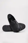 کفش روزمره زنانه چرم طبیعی مشکی بدون بند FAST STEP