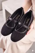کفش روزمره ماری جین با زیره ارتوپدیک و قفل طلایی شیک از پارچه توویت