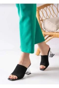 صندل تابستانی زنانه مشکی راحت با پاشنه شفاف و شیک