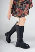 چکمه زنانه چرم مشکی 0012360
