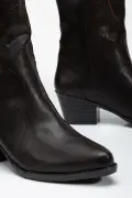 بوت چرم مصنوعی زنانه با دوخت و طرح وسترن