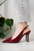کفش پاشنه بلند شیک نوک تیز با سگک بوردویی زنانه