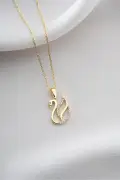 گردنبند قو زنانه از نقره 925 | روکش طلا 14 عیار