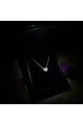 گردنبند قلبی با قاب نورانی و نگین الماس | گردنبند نقره 925 عیار