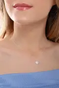 گردنبند مدل خورشید با سنگ زبرجد سفید و زنجیر نقره 925 عیار