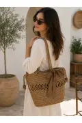 کیف حصیری دست ساز کیف ساحلی طراحی ویژه