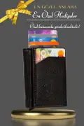 کیف پول مردانه وگان چرم مشکی با محفظه پول و مکانیزم کشویی