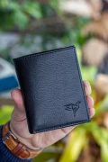 کیف پول مردانه چرم طبیعی سیاه با محفظه سکه Jcksn101
