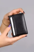 ست کیف پول کلاسیک مردانه با جعبه، کمربند، کارت‌خوان و عطر مشکی