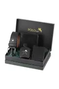 ست کیف پول کلاسیک مردانه با جعبه، کمربند، کارت‌خوان و عطر مشکی