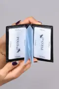 ست کیف پول کلاسیک مردانه با جعبه، کمربند، کارت‌خوان و عطر مشکی