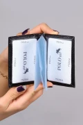 ست کیف پول کلاسیک مردانه با جعبه، کمربند، کارت‌خوان و عطر مشکی