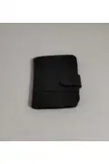 کیف پول و کارت‌خوان مدل ایستاده با ظاهر چرم و داخل شفاف