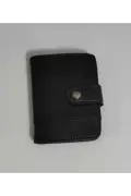 کیف پول و کارت‌خوان مدل ایستاده با ظاهر چرم و داخل شفاف