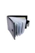 کیف پول جانبی با کارت‌خوان شفاف از چرم طبیعی MKM