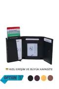 کیف پول مردانه با مکانیزم اتوماتیک و محافظ RFID و بخش پول و کارت ضد سرقت