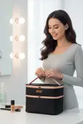 کیف آرایشی حرفه‌ای دو قسمتی با حجم بالا و ضد آب بزرگ برای سفر