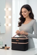 کیف آرایشی حرفه‌ای دو قسمتی با حجم بالا و ضد آب بزرگ برای سفر