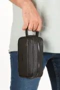 کیف دستی مردانه چرم مشکی مدل پورتفوی ترش لوازم آرایشی و مراقبت روزانه