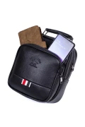 کیف دوشی و دستی مردانه مشکی از چرم وگان با محفظه تلفن (سایز بزرگ)