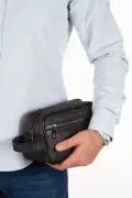 کیف پورتفوی مشکی وگان چرم با طرح مردانه - کیف تراش/مکیاژ و دستی (روزمره، سفر)