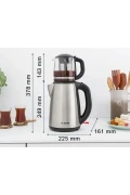 چای‌ساز استیل ضد زنگ مدل TTA5603 با قوری شیشه‌ای