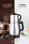 کتری و چای‌ساز استیل ضد زنگ STM-5827 دو در یک