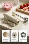 مخلوط کن دستی استیل با تیغه‌های تند 1000 وات کرم FR-HB271 ملینا