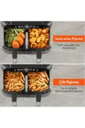 سرخ‌کن هوایی K20، سرخ‌کن دو محفظه‌ای، XXL، 2850 وات، مشکی