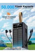 پاوربانک خورشیدی GPW-01 با ظرفیت 50.000 میلی‌آمپر ساعت – شارژ سریع 22.5 وات، دارای کابل داخلی، با صفحه نمایش LED