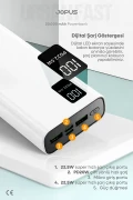 پاوربانک 20000mAh PD 22.5W شارژ سریع - با صفحه دیجیتال - دستگاه شارژ قابل حمل - سفید JP-P12