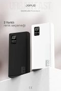 پاوربانک 20000mAh PD 22.5W شارژ سریع - با صفحه دیجیتال - دستگاه شارژ قابل حمل - سفید JP-P12