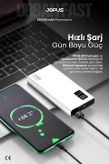 پاوربانک 20000mAh PD 22.5W شارژ سریع - با صفحه دیجیتال - دستگاه شارژ قابل حمل - سفید JP-P12