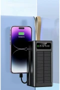 پاوربانک شارژر خورشیدی ۵۰,۰۰۰ میلی‌آمپر با چراغ LED و ۴ خروجی USB