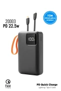 پاوربانک سریع ۲۰۰۰۰ میلی آمپر ساعتی با کابل Mini 22W PD