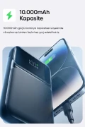 پاوربانک LCD سیاه 10000mAh PRM با کابل داخلی HSC22.5W+PD20W