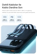 پاوربانک LCD سیاه 10000mAh PRM با کابل داخلی HSC22.5W+PD20W