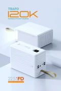 منبع تغذیه قابل حمل با شارژ سریع 120.000 Mah Pd 22.5w با کابل داخلی - پاوربانک سیاه
