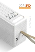 منبع تغذیه قابل حمل با شارژ سریع 120.000 Mah Pd 22.5w با کابل داخلی - پاوربانک سیاه
