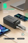 پاوربانک 60.000 میلی آمپر PD 22.5W با کابل و شارژ سریع 3.0 با ضمانت واقعی 60.000 میلی آمپر و نورانی QC60 سیاه