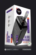 پاوربانک 60.000 میلی آمپر PD 22.5W با کابل و شارژ سریع 3.0 با ضمانت واقعی 60.000 میلی آمپر و نورانی QC60 سیاه