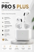 هدفون بی‌سیم پرو 5 پلاس بلوتوث 5.3 TWS سازگار با iOS و Android با صدای استریو HD و کیس لمسی هدیه‌ای