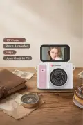 دوربین دیجیتال مینی 2K با صفحه نمایش چرخان ویدئو و وُلاگ CMR46 صورتی