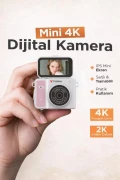 دوربین دیجیتال مینی 2K با صفحه نمایش چرخان ویدئو و وُلاگ CMR46 صورتی