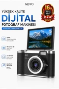 دوربین ویدئویی دیجیتال رترو 4K با فلش 48 مگاپیکسل (هدیه کارت SD 16GB) دوربین عکاسی دیجیتال و لاگ