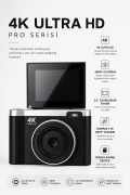 دوربین ویدئویی دیجیتال رترو 4K با فلش 48 مگاپیکسل (هدیه کارت SD 16GB) دوربین عکاسی دیجیتال و لاگ