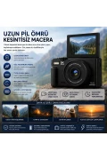دوربین دیجیتال 5K UHD با کیفیت 75MP – دوربین ویدئویی با زوم دیجیتال 18 برابر، صفحه نمایش IPS چرخشی 180 درجه، کنترل از طریق Wi-Fi، پشتیبانی از حرکت آهسته و تایم‌لپس، همراه با کارت SD 64GB هدیه